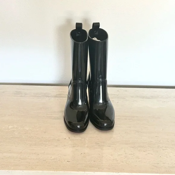 New Christian Louboutin Loubirain 70 PVC Rain Boot Black Size 37EU/7US - Picture 2 of 5